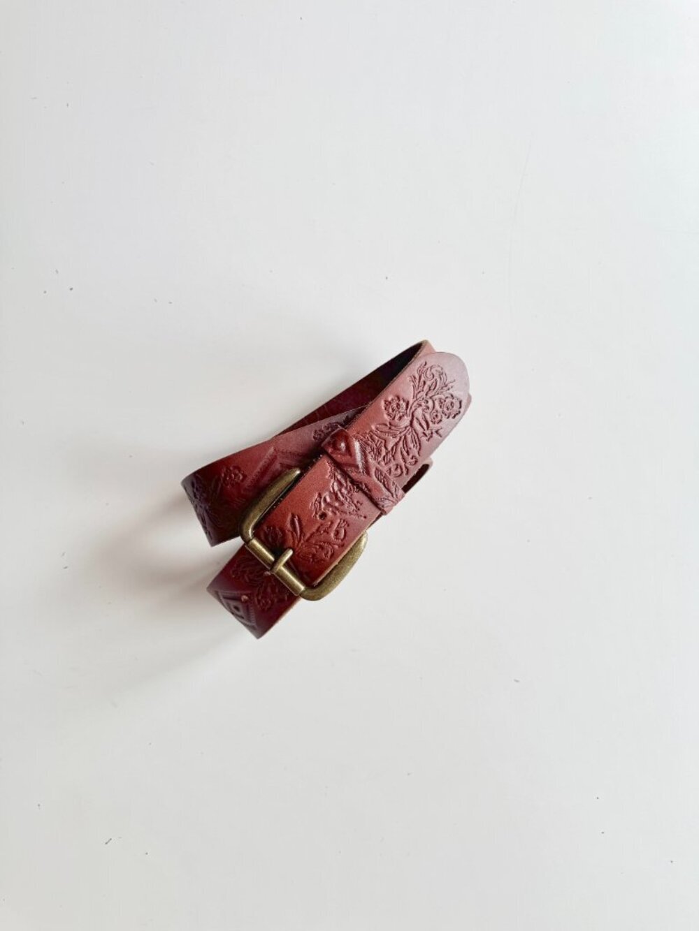 ONE TEASPOON Dark Brown Southwestern Desert Embossed Leather Hip Belt, Free Size